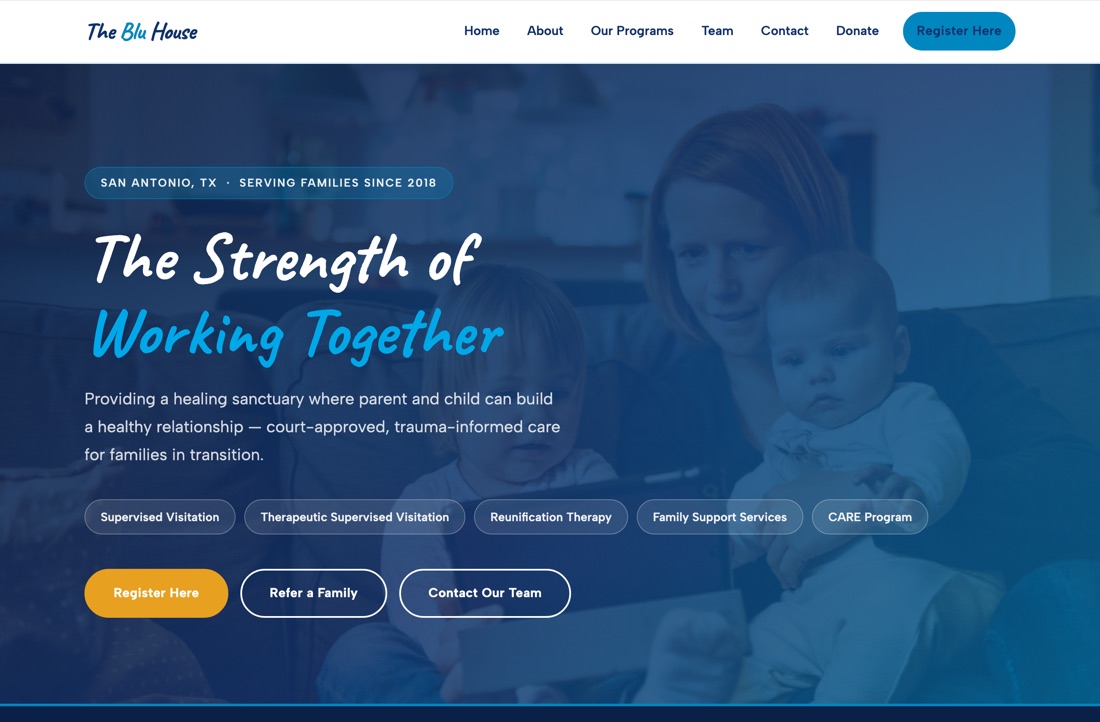 Screenshot of The Blu House website